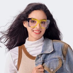 Shamika Rectangle Yellow Glasses6