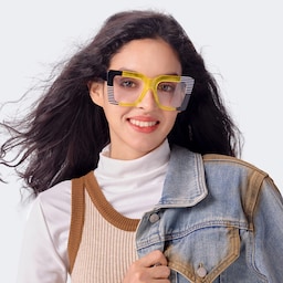 Shamika Rectangle Yellow Glasses6