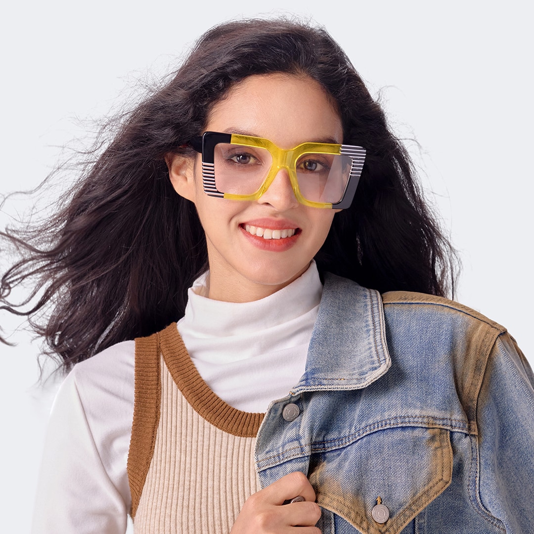Shamika Rectangle Yellow Glasses6