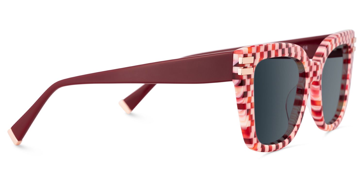 Red Plaid Glasses with Square Frames3