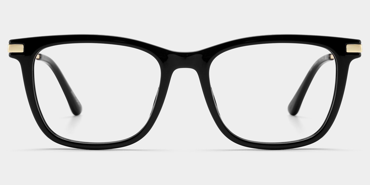 Selena Rectangle Black and Gold Frame Glasses | ZEELOOL1