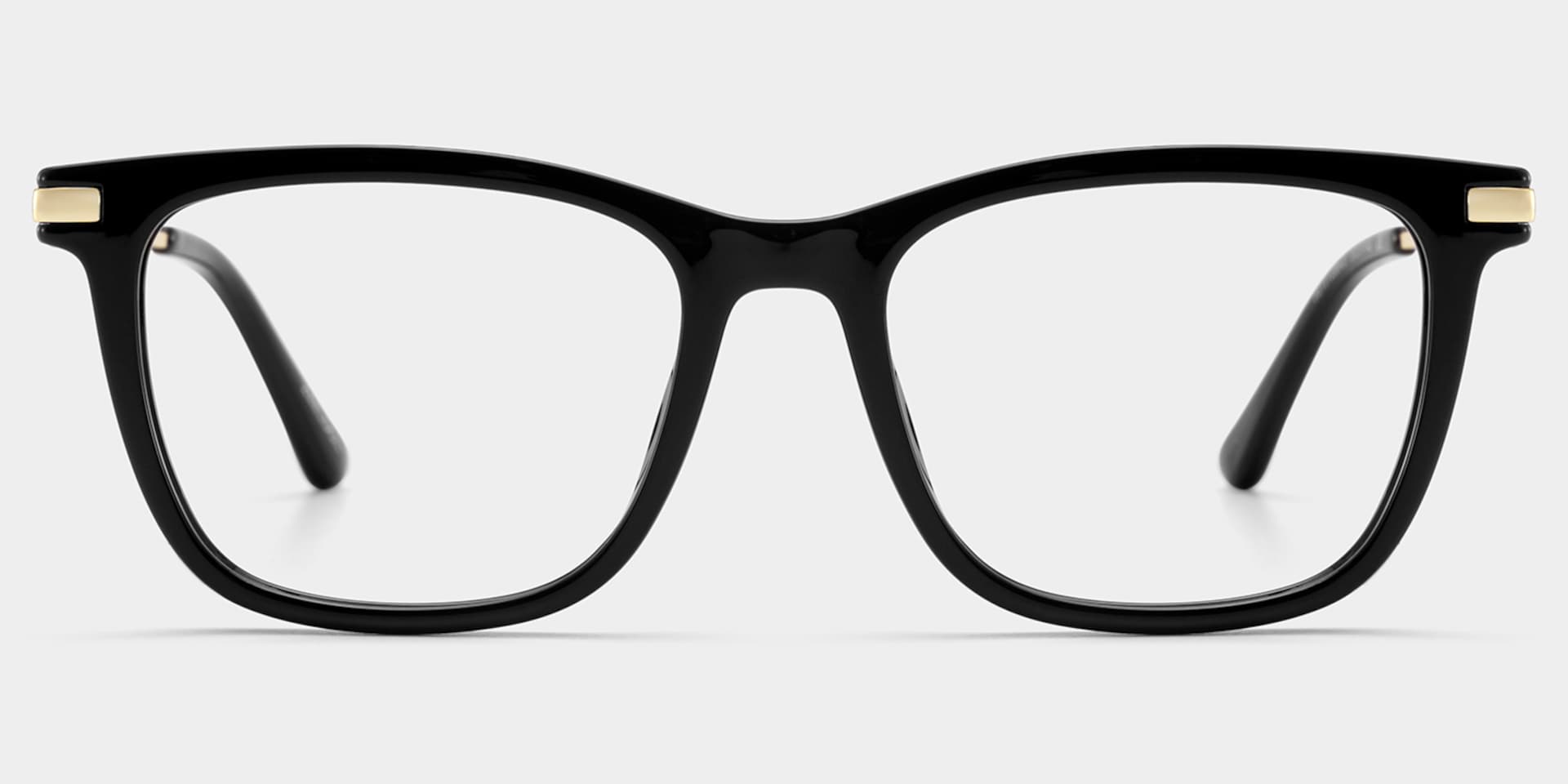 Selena Rectangle Black and Gold Frame Glasses | ZEELOOL1