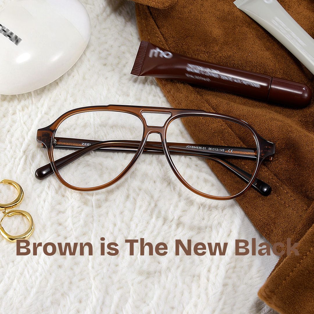 Drew Brown and Orange Aviator Glasses for Women | ZEELOOL0