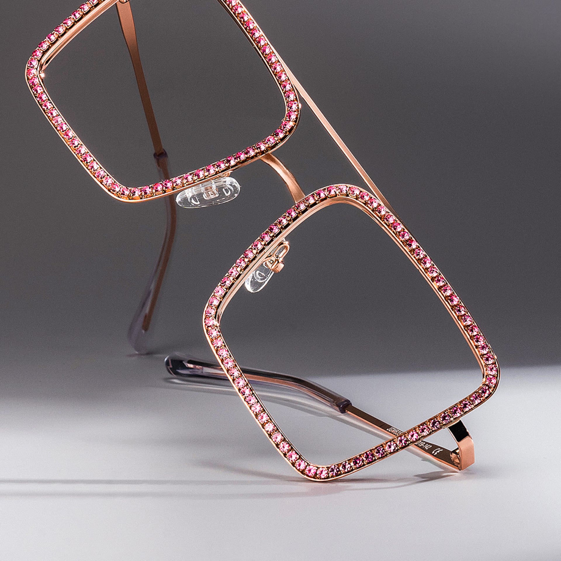 Diva Glasses, Rose Gold Eyeglasses with Pink Diamond0