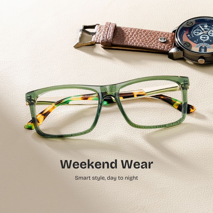 Morgan Rectangle Green Glasses