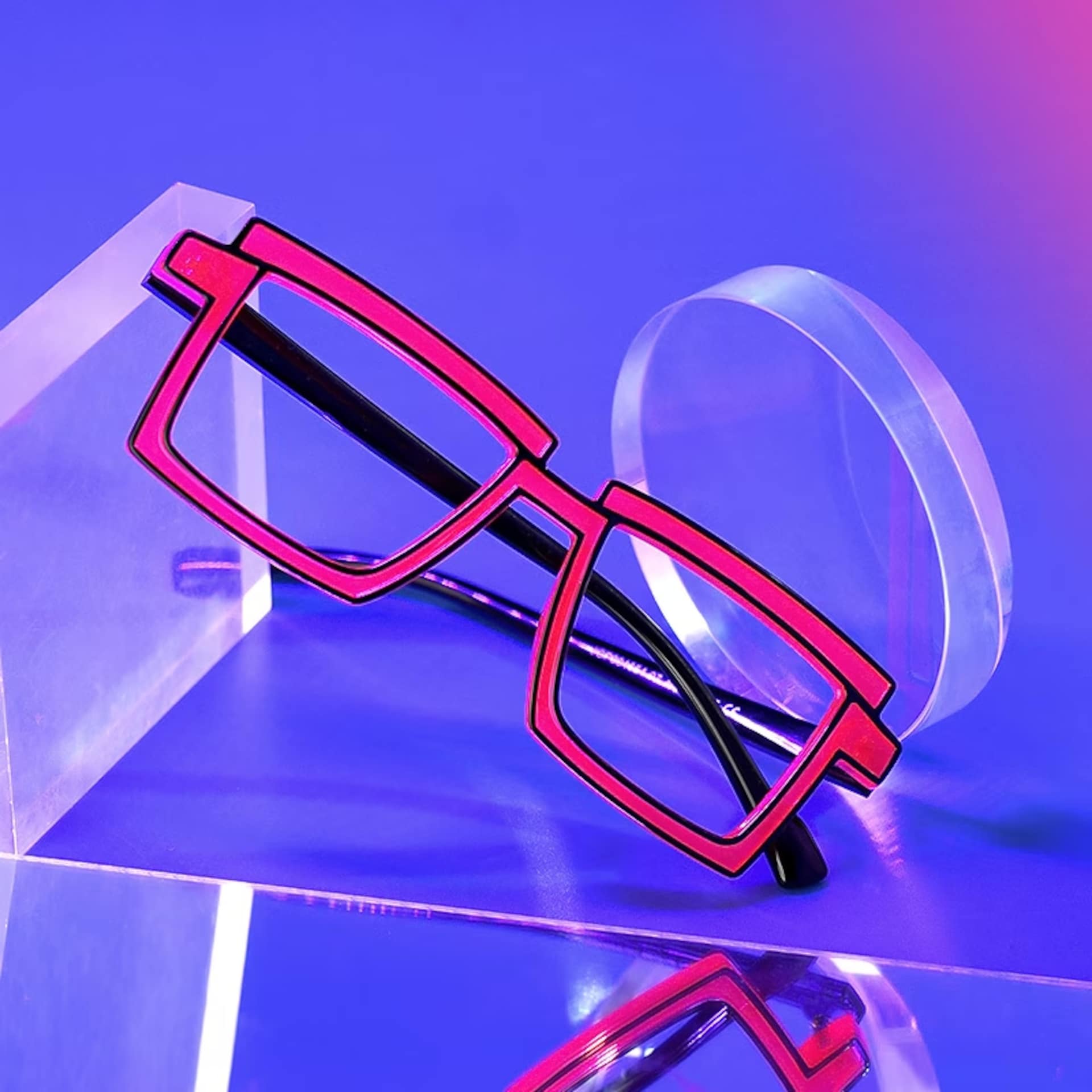Zephyr Red Rectangle Eyeglasses with Cyberpunk Frame0