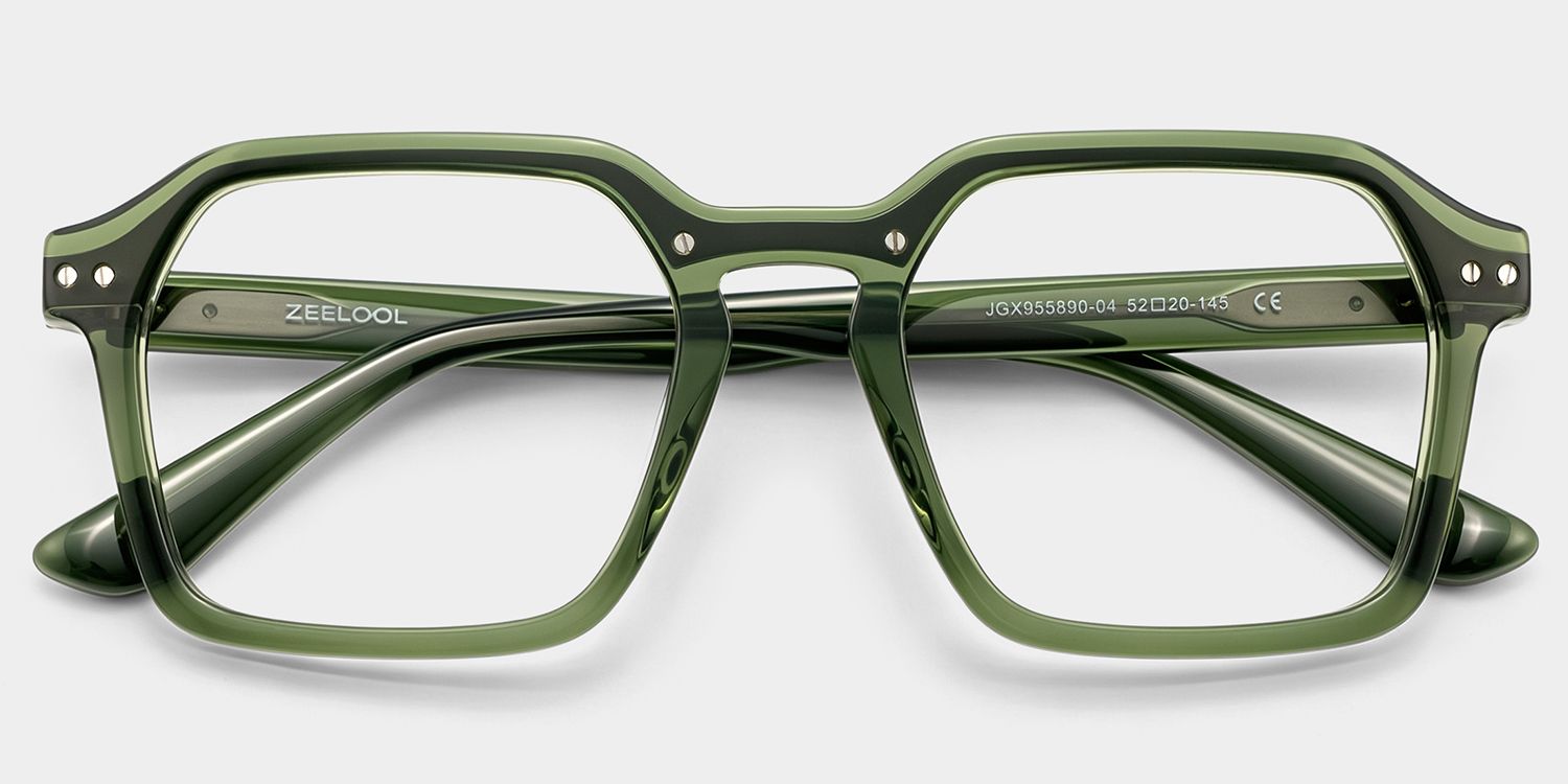 Brendan Green Geometric Mixed Frame Glasses | ZEELOOL2