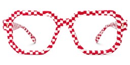 Joeann Geometric Red Checkered Glasses0