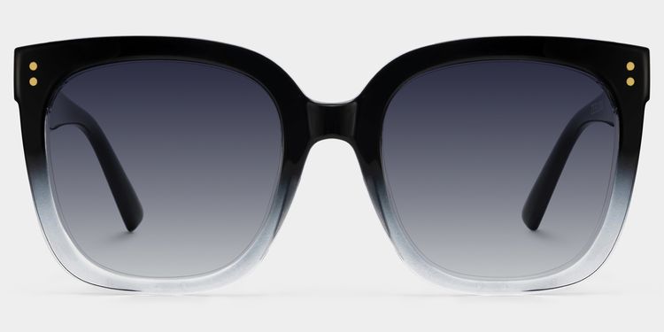 Ebony Black Clear Square Sunglasses