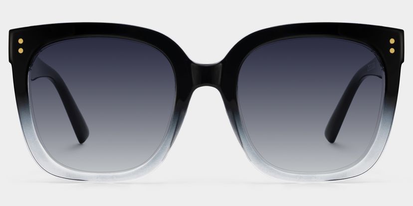 Ebony Black Clear Square Sunglasses
