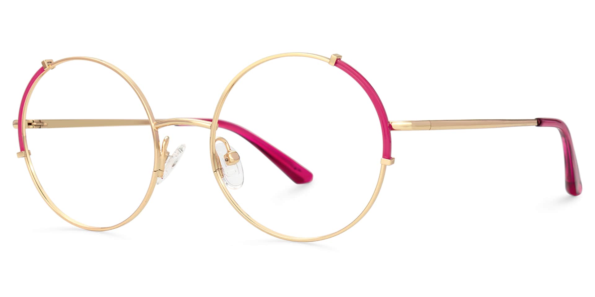 Circle Glasses Frames With Red Temples - Women's Glasses1