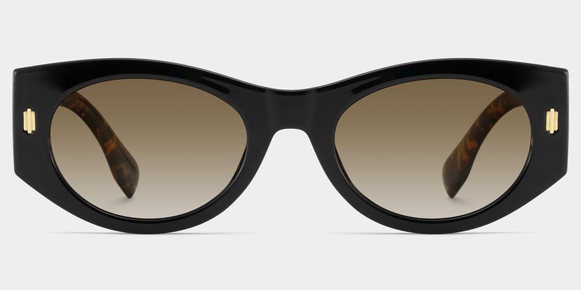 Reina Geometric Black Polarized Sunglasses