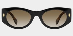Reina Black Geometric Sunglasses1