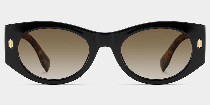 Reina Geometric Black Polarized Sunglasses