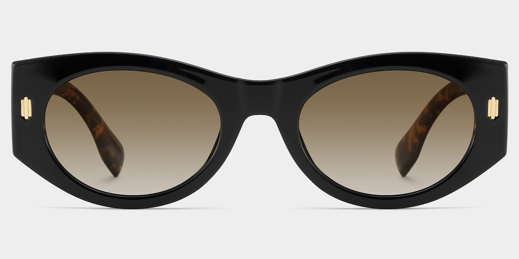 Reina Geometric Black Polarized Sunglasses