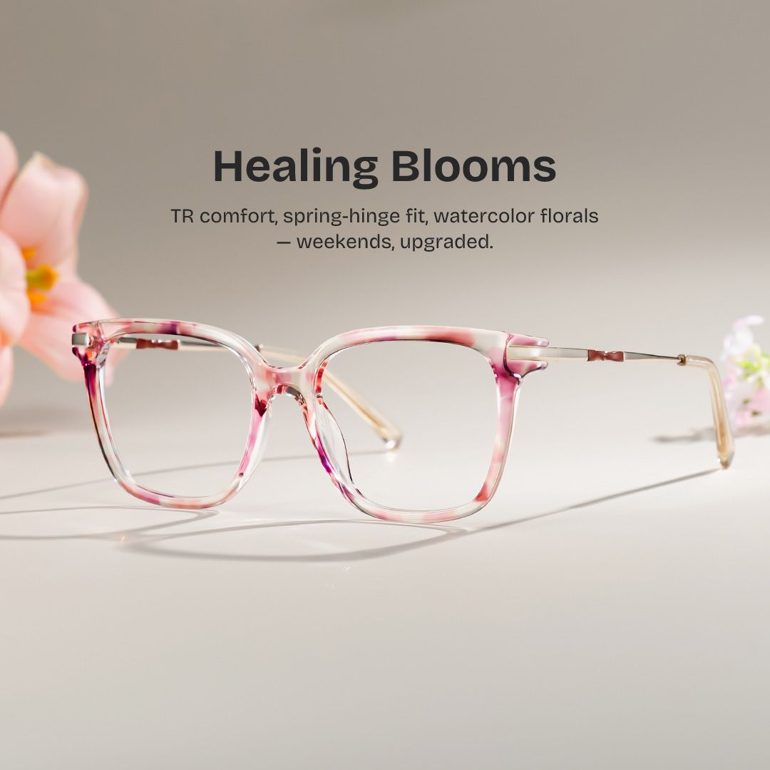 Jacqui Pink Flower Tortoise Square Glasses Frames | ZEELOOL