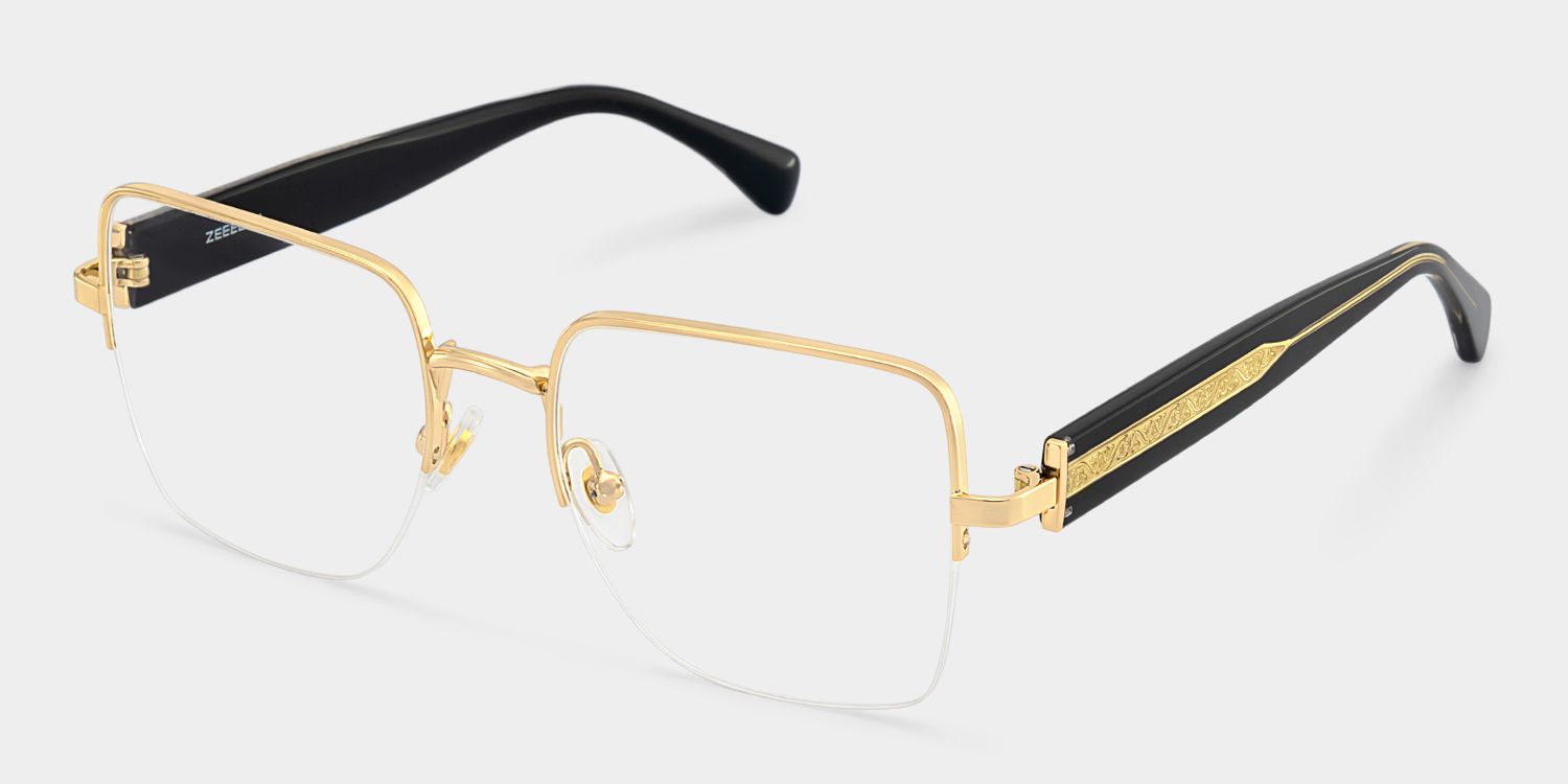 Lauren Gold Frame Glasses with Square Frame Online | ZEELOOL4