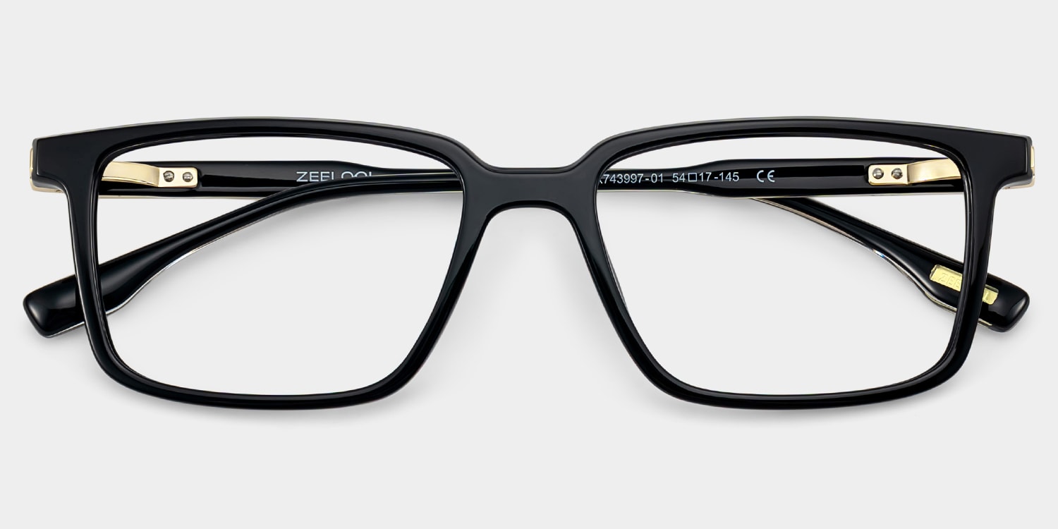 Cyrus Rectangle Black Glasses