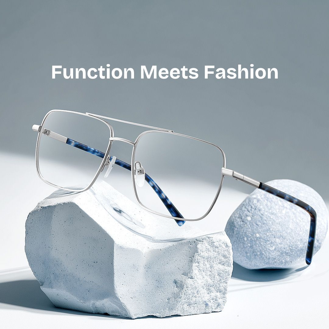 Iris Silver Frame Glasses with Aviator Frame Online | ZEELOOL0
