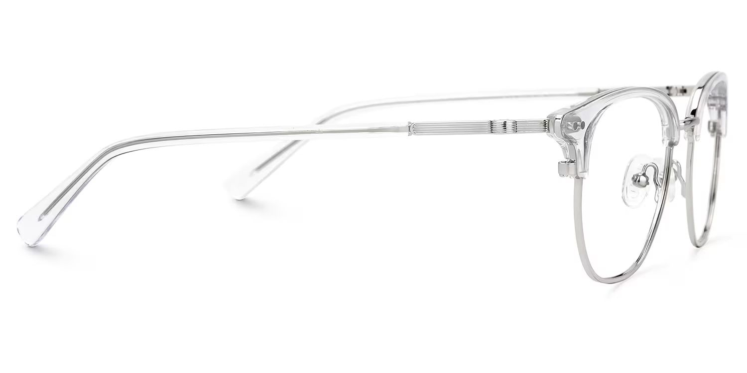 Clear Mixed-Materials Geometric Eyeglasses- Geno2