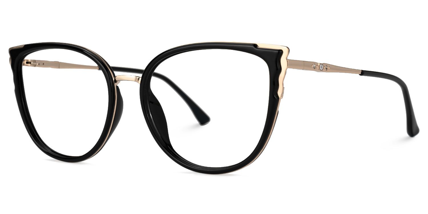 Estrada Cateye Black Eyeglasses with Mixed Materials -Zeelool1