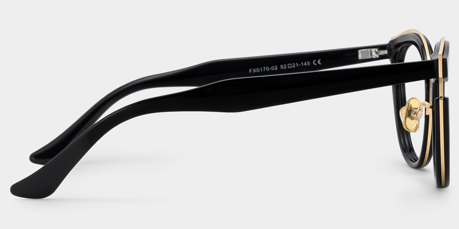 Laraine Cat Eye Black Frame Glasses with Gold Trim