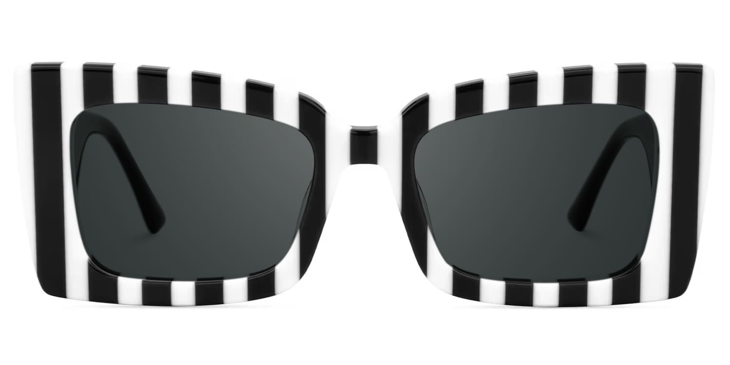 Mitia Rectangle  Zebra Print Black-White Glasses0