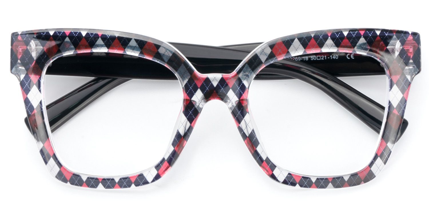 Malcolm Large Rhombus Pattern Frame with Black Arms | Zeelool1