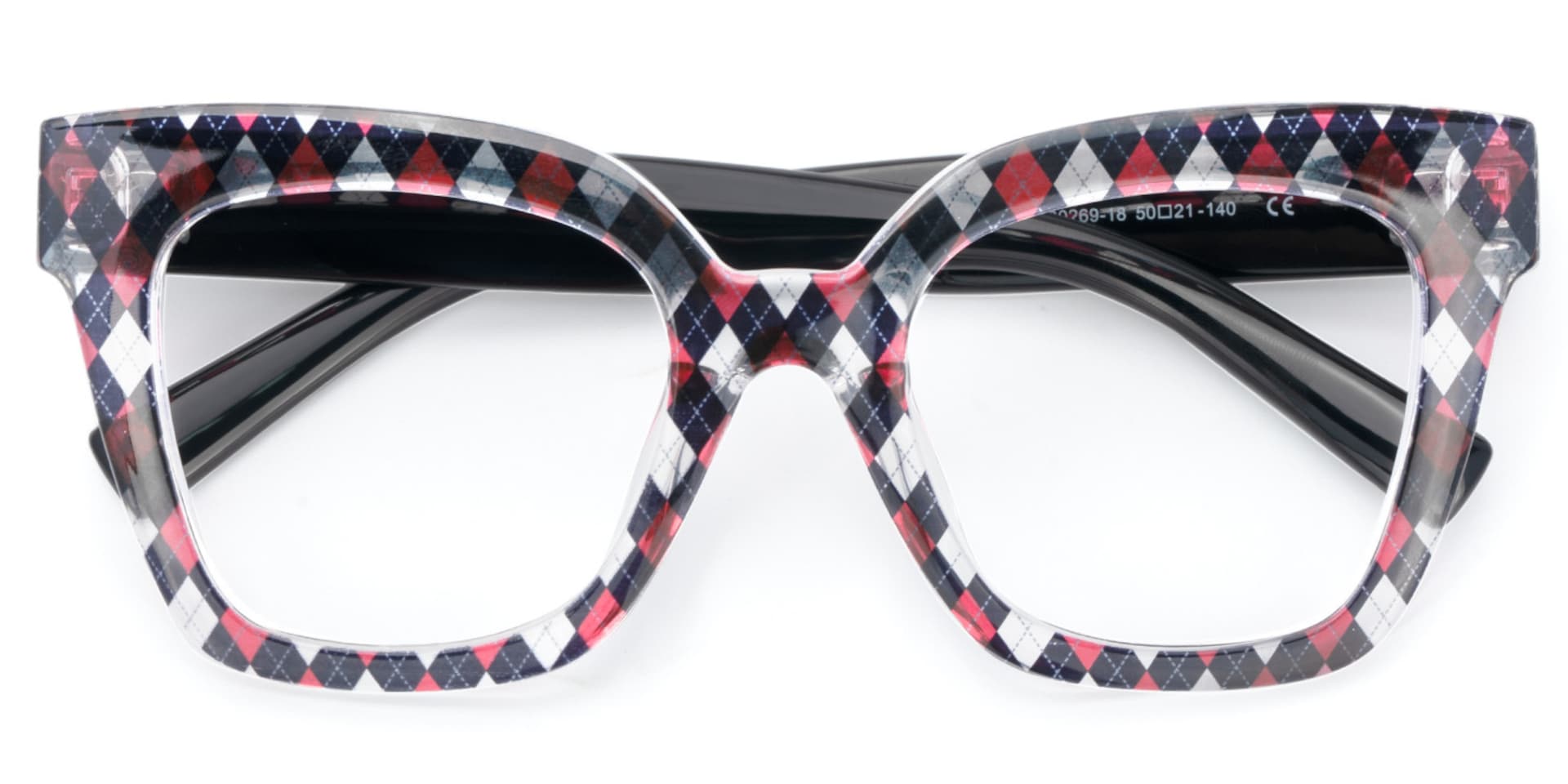 Malcolm Large Rhombus Pattern Frame with Black Arms | Zeelool1