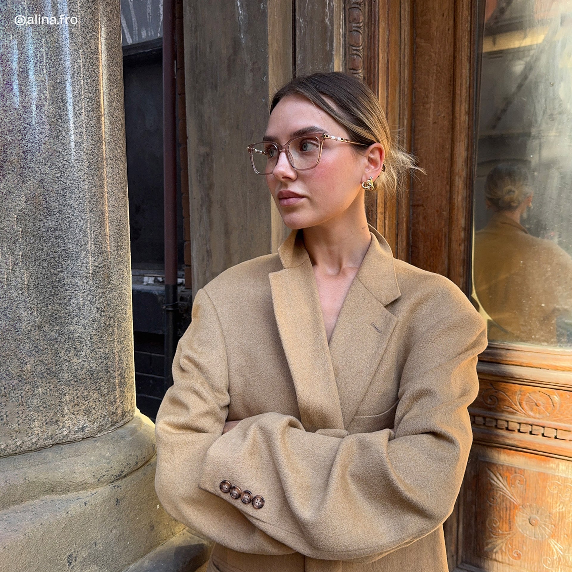 Delilah Square Champagne Frame Eyeglasses for Women| ZEELOOL11