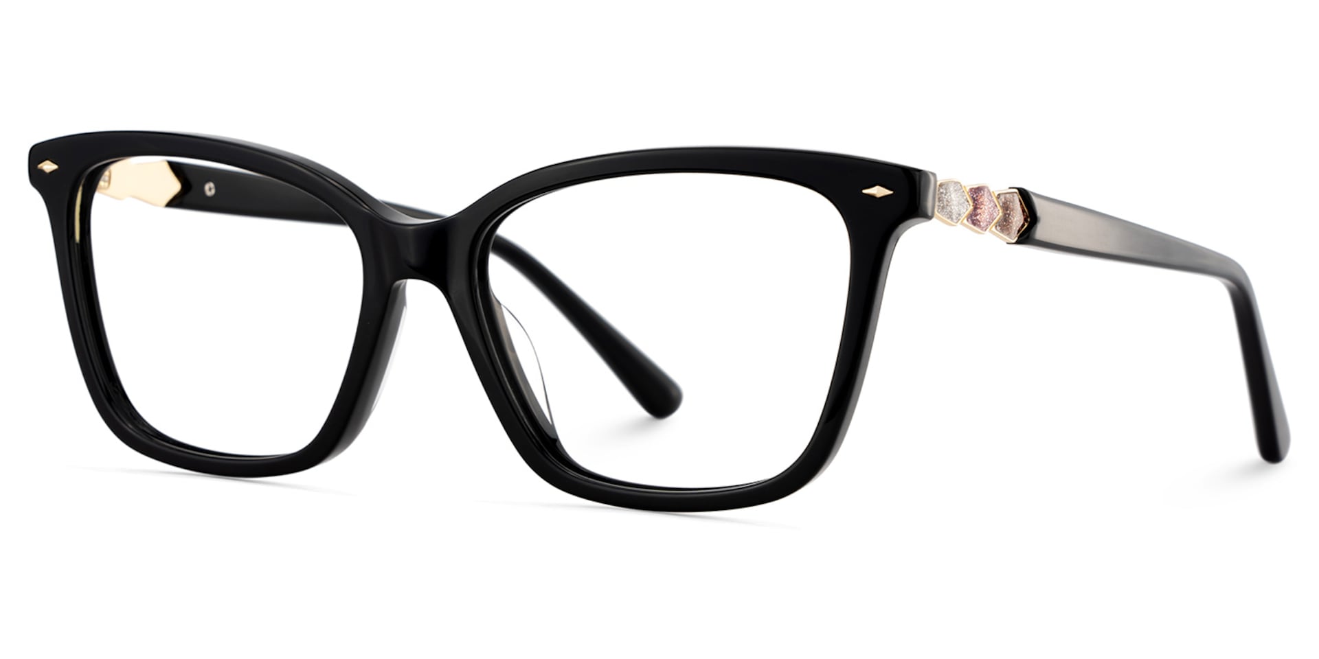 Theo Acetate Black Frame Glasses with Square Shape | Zeelool3