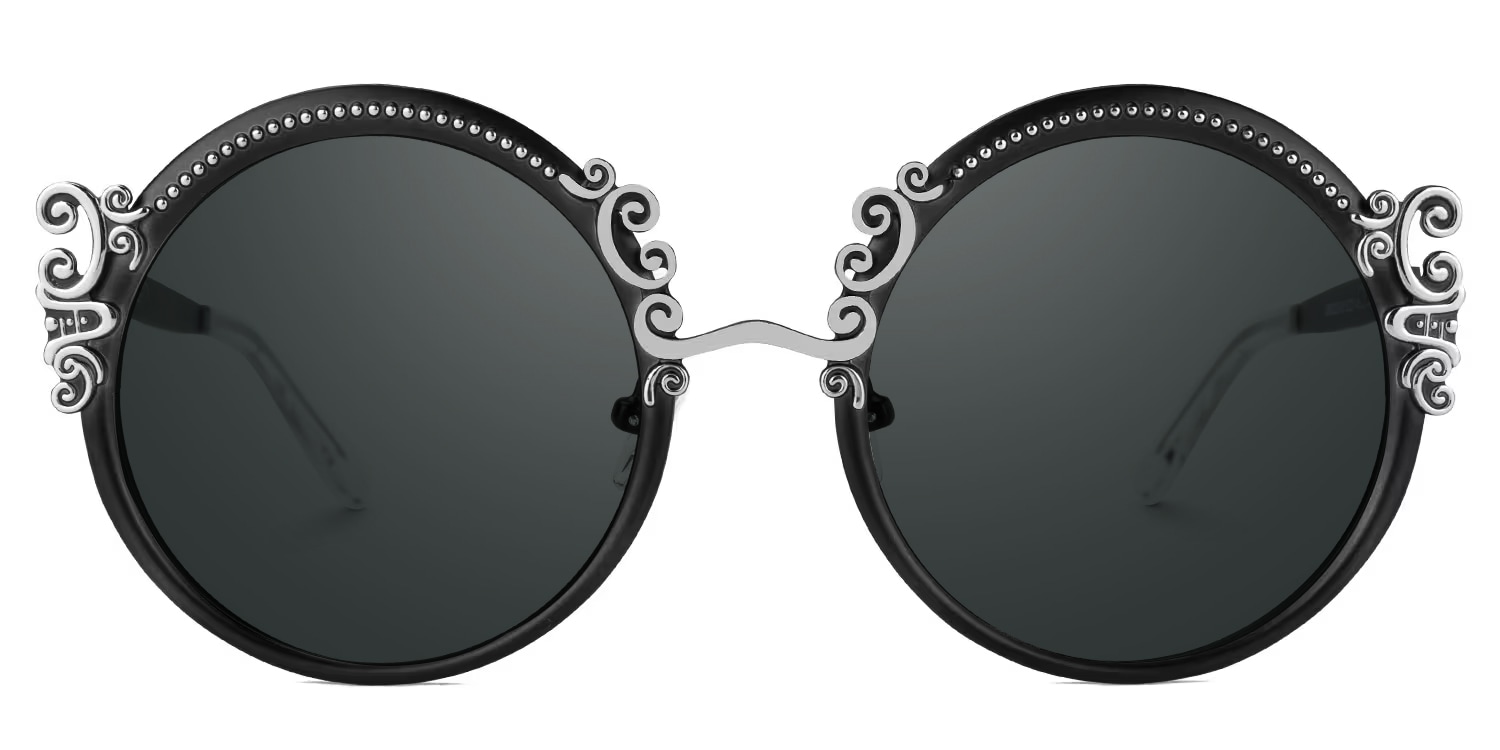 Nelida Designer Sunglasses in Round Black Frame0