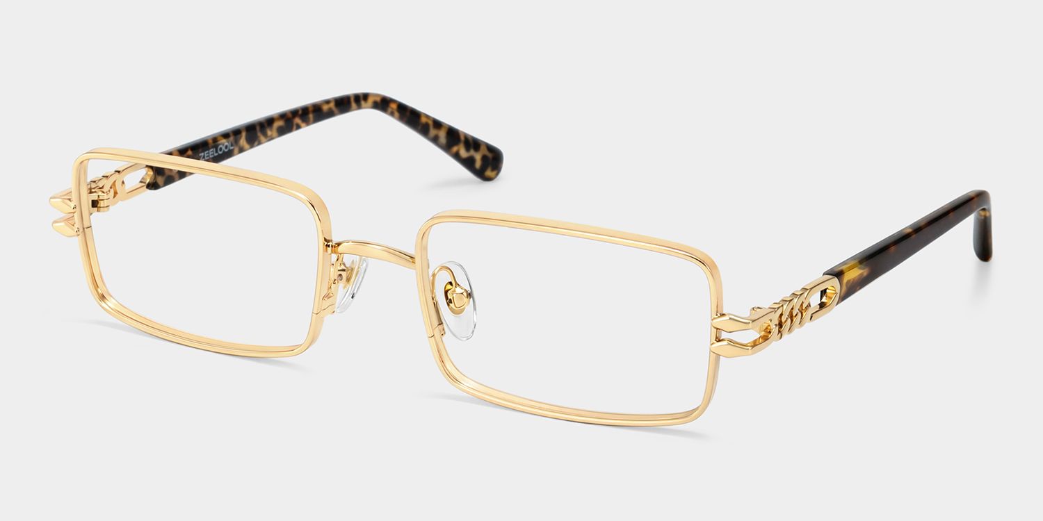 Olivia Gold Rectangle Glasses | ZEELOOL3