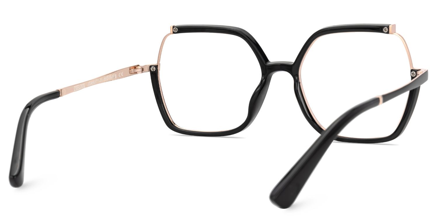Alexia Mixed-Materials Square Black Frame Glasses | Zeelool3