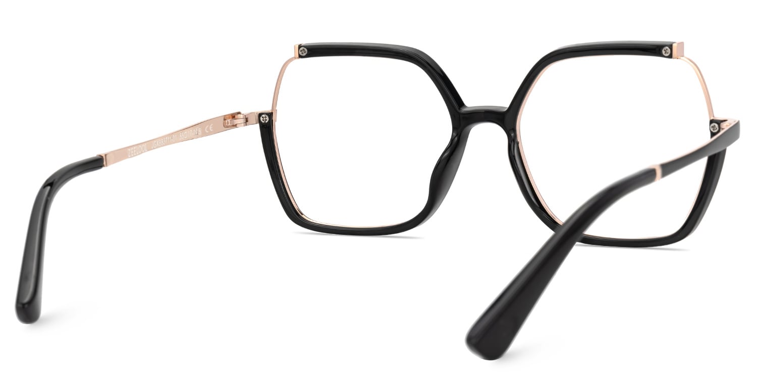 Alexia Mixed-Materials Square Black Frame Glasses | Zeelool3