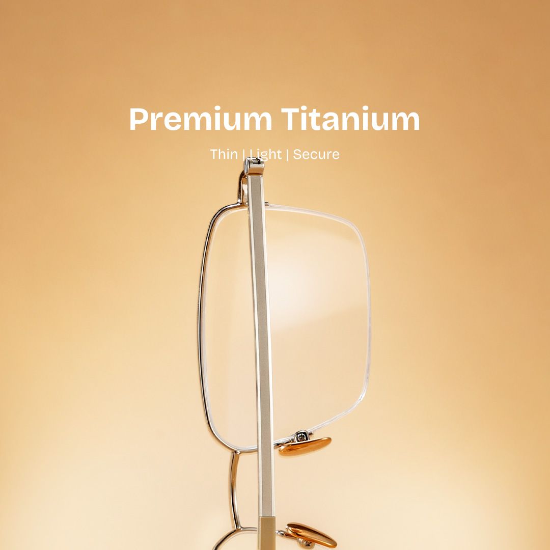 Carson Light Gold Semi Rimless Glasses in Titanium Frame | ZEELOOL0