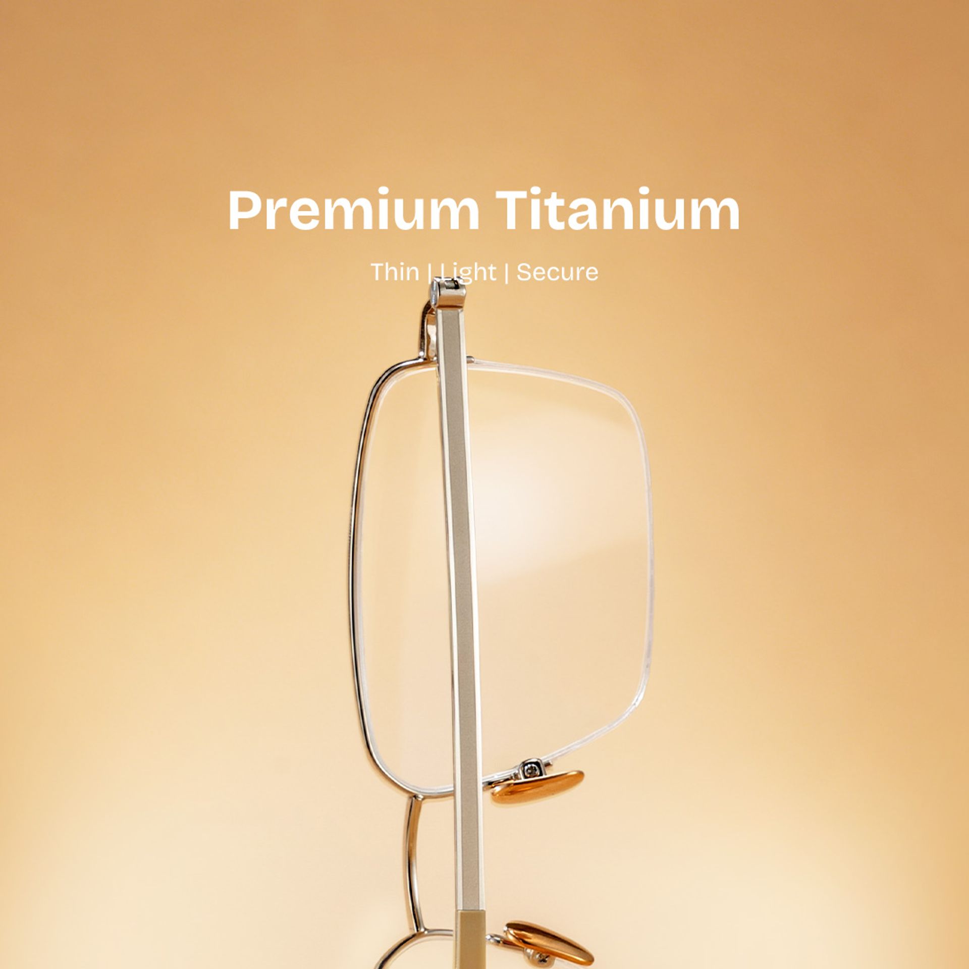 Carson Light Gold Semi Rimless Glasses in Titanium Frame | ZEELOOL0