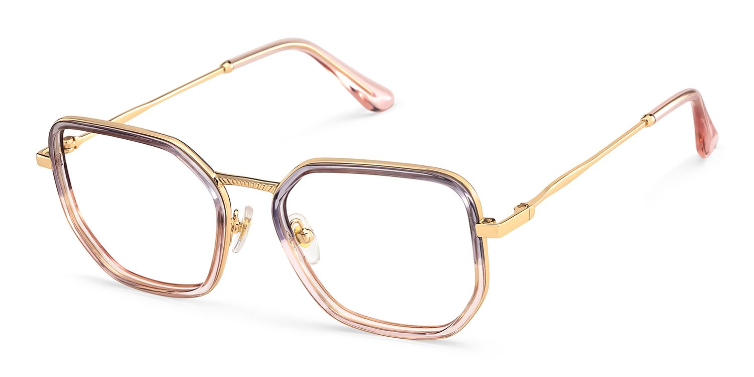 Levi Eyeglasses in Geometric Grey Pink Frame | Zeelool3