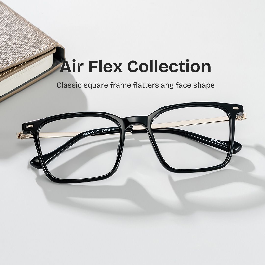 Archer Black Full Rim Rectangle Eyeglasses for Men | ZEELOOL