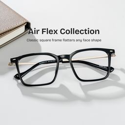 Archer Rectangle Black Glasses0