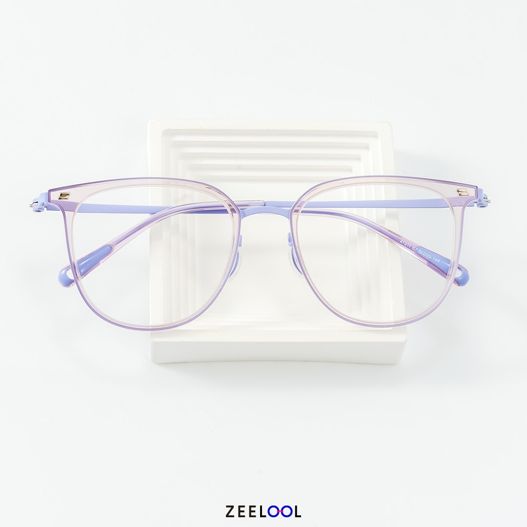 Gilliane Round Glasses Purple Thin Frame | Zeelool4