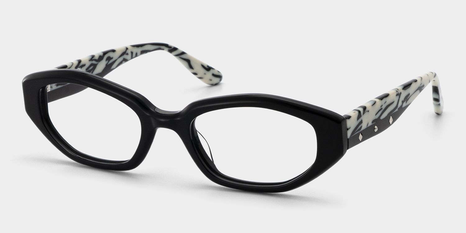 Bree Black Geometric Acetate Frame Glasses for Women | ZEELOOL3
