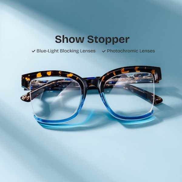 Cadogan Blue-tortoise Square Prescription Glasses | Zeelool
