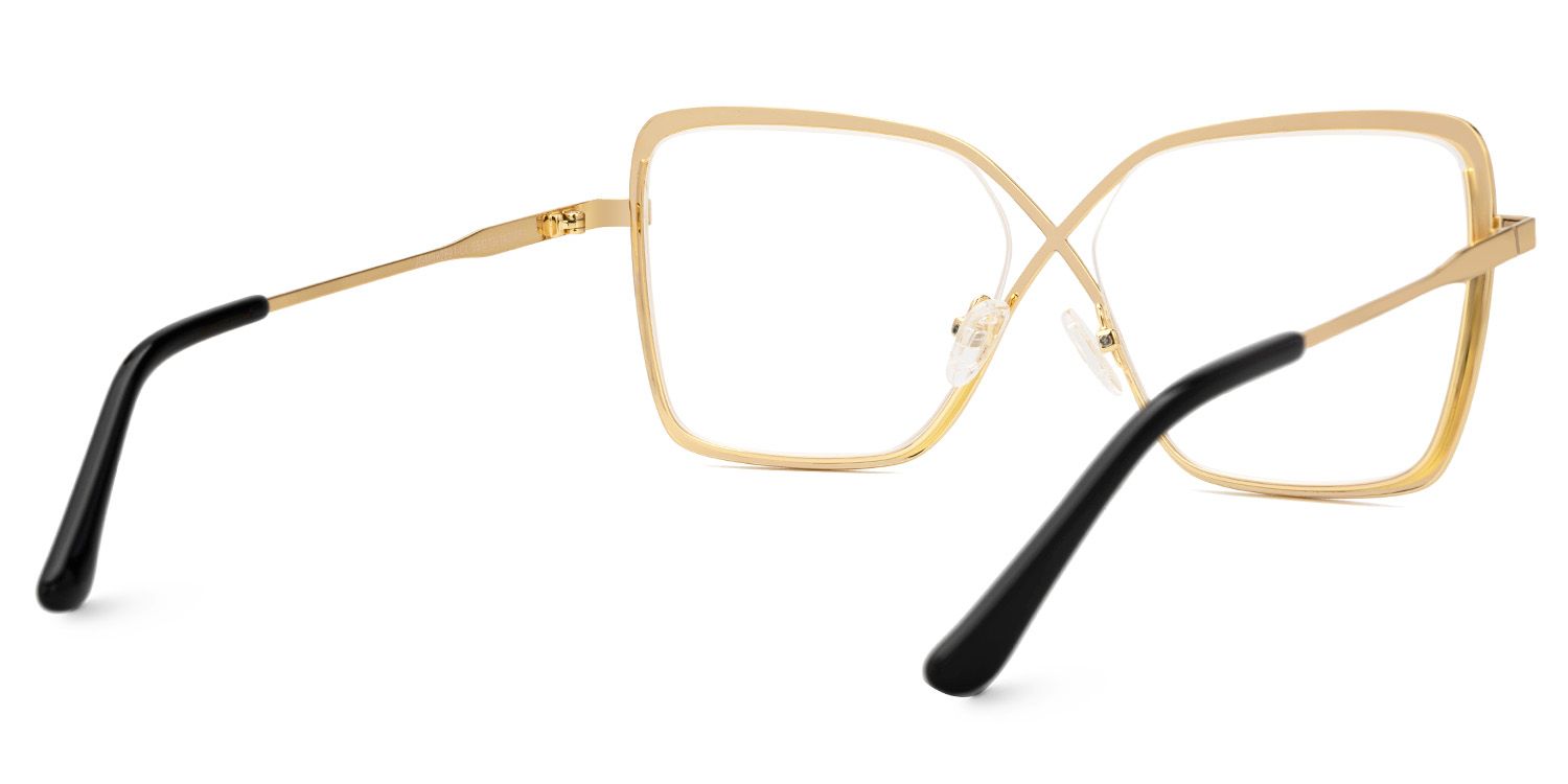 Racquel Gold Glasses Frames in Square Semi-Rimless  | Zeelool3