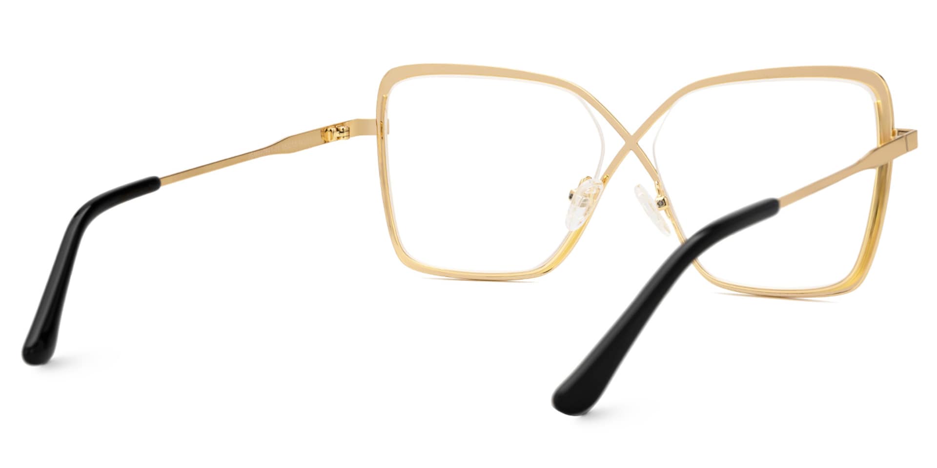 Racquel Gold Glasses Frames in Square Semi-Rimless  | Zeelool3