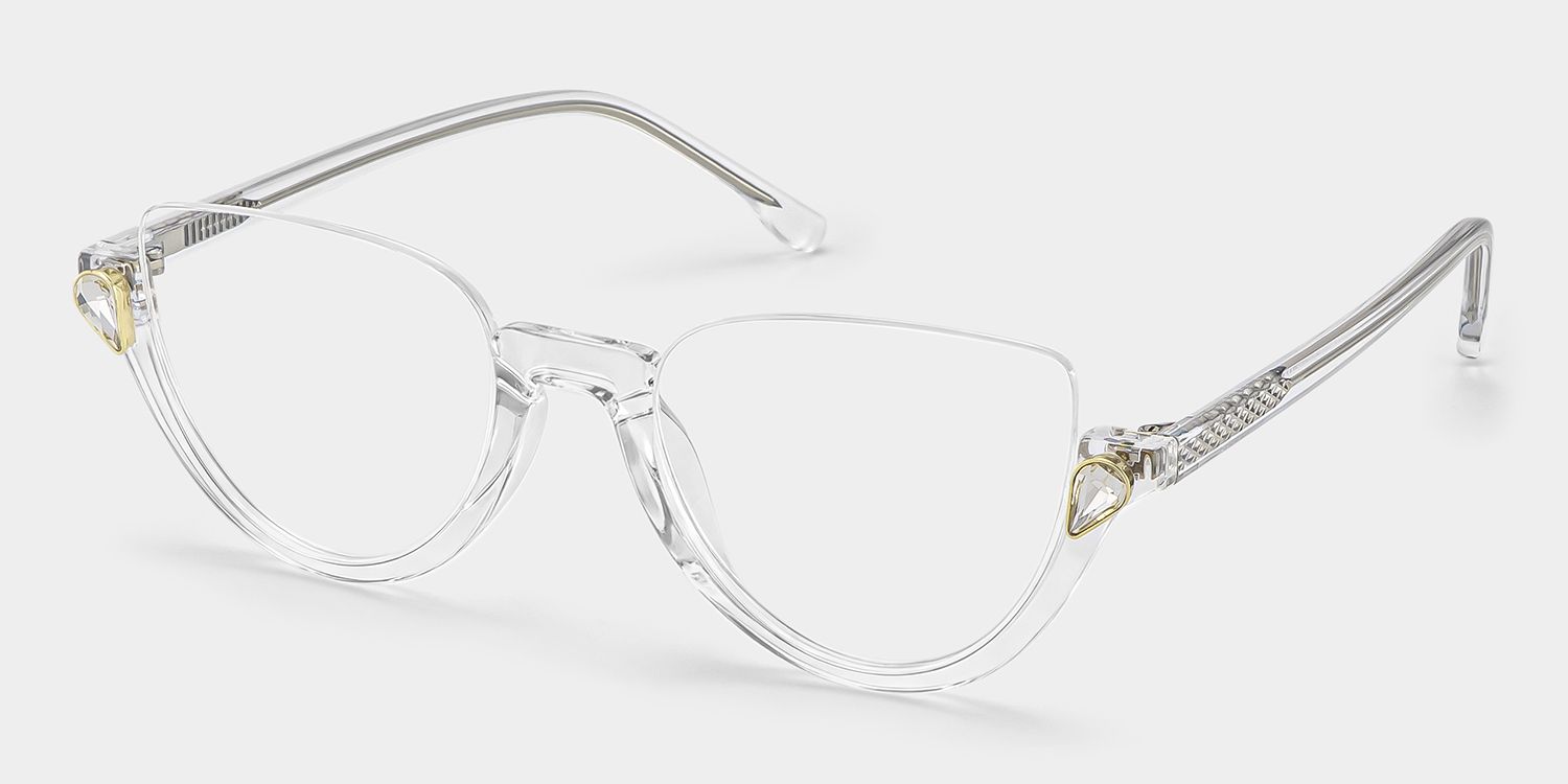 Felicia Clear Semi-Rimless Cat Eye Glasses for Women | ZEELOOL2