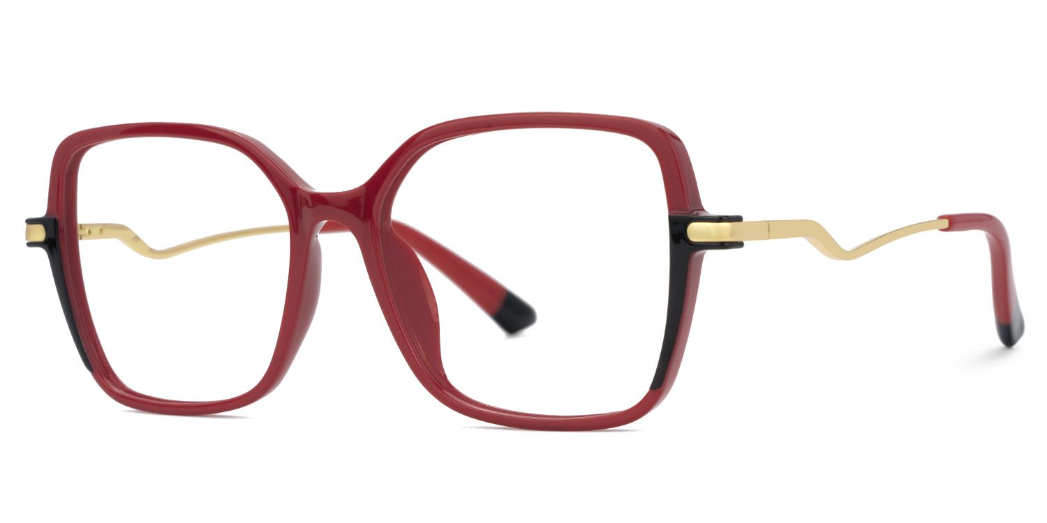 Rendon Thin Clear Red Glasses in Square Design | Zeelool1