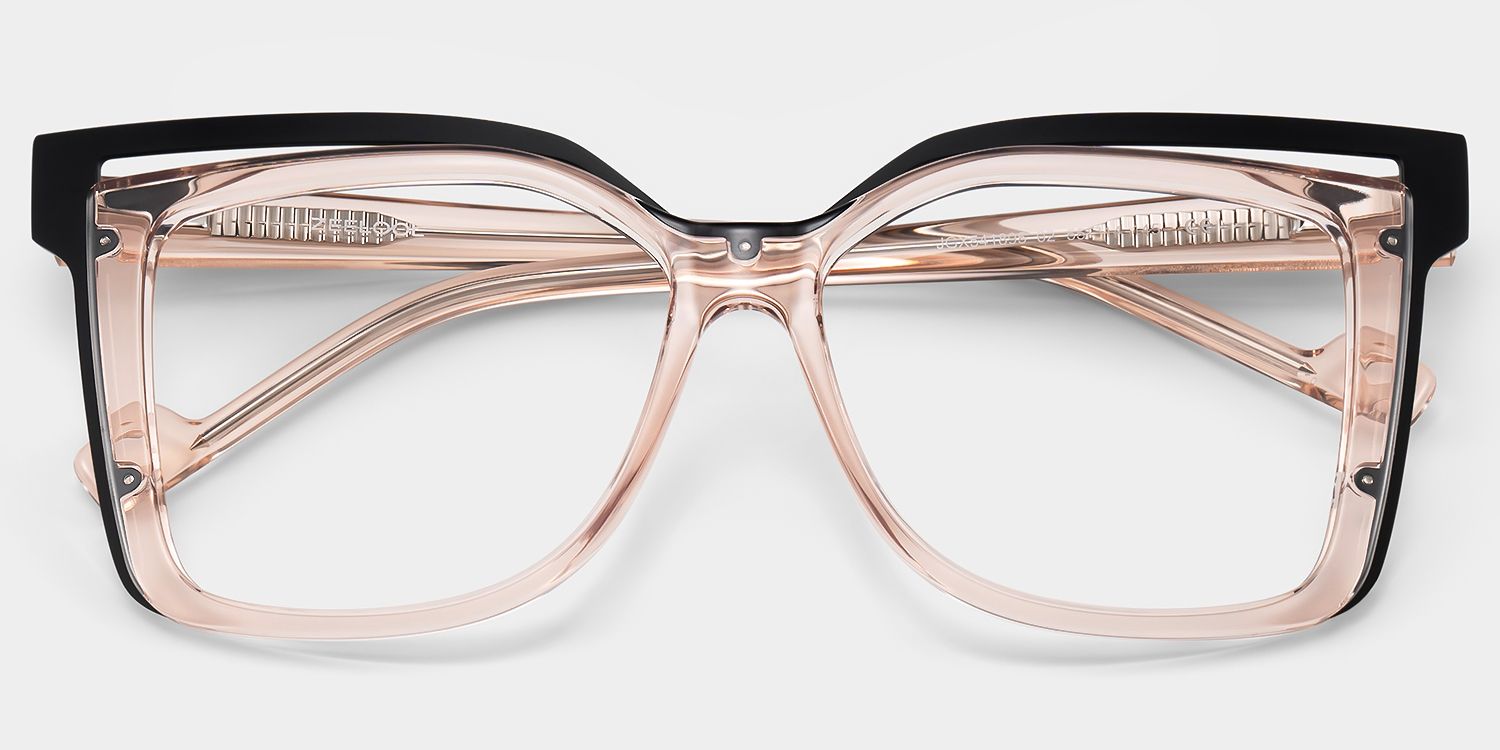 Twolla Square Beige Glasses with Black Edge for Women | ZEELOOL2