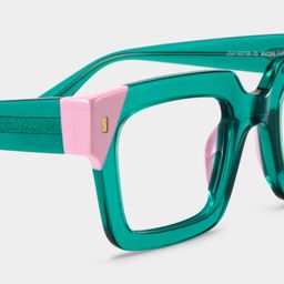 Sarah Square Green Pink Glasses5