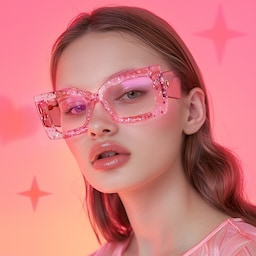 Mitia Rectangle Pink Glasses4